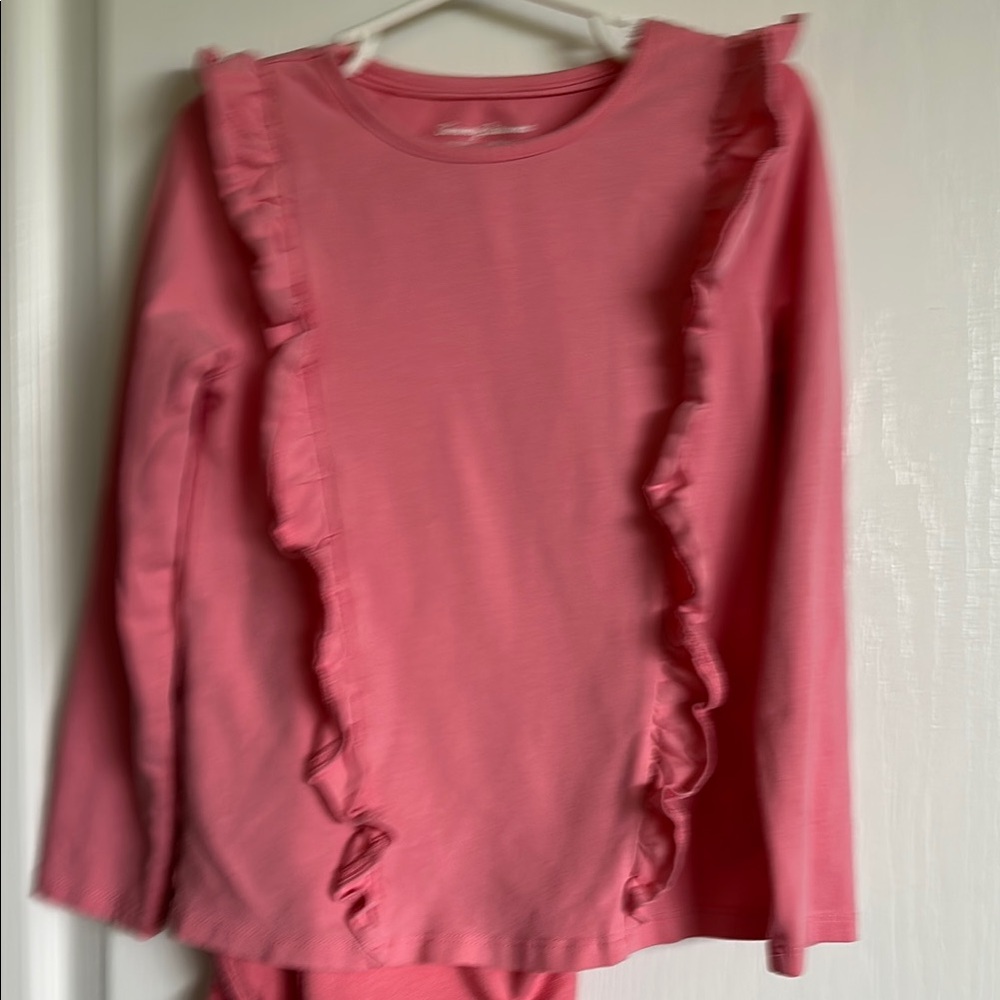 Kids Pink Ruffle Long Sleeve Top